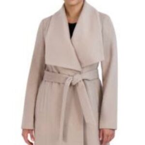 Cole Haan In Color Stone Wool Blend Tie Waist Coat